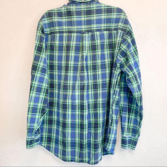 Roper Men’s Western Green & Blue Plaid Button Up Shirt Size Large - Picture 2 of 9